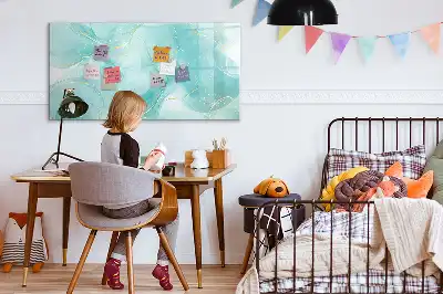 Beschrijfbaar glazen magneetbord met abstract marmerdesign