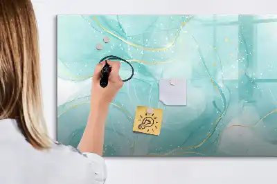 Beschrijfbaar glazen magneetbord met abstract marmerdesign