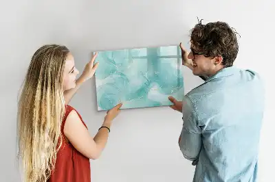 Beschrijfbaar glazen magneetbord met abstract marmerdesign