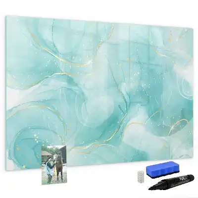 Beschrijfbaar glazen magneetbord met abstract marmerdesign