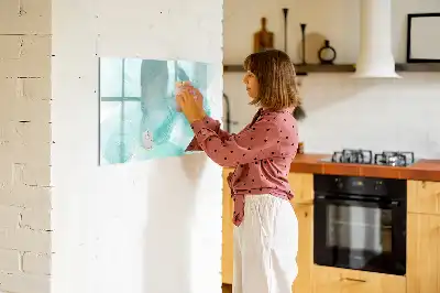 Beschrijfbaar glazen magneetbord met abstract marmerdesign
