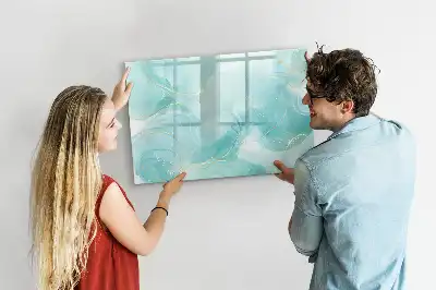 Beschrijfbaar glazen magneetbord met abstract marmerdesign