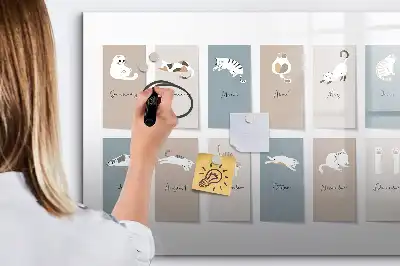 Kattenkalender magnetisch glazen schrijfbord voor notities en foto's