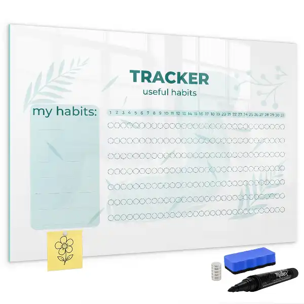 Beschrijfbaar glazen magneetbord met design voor maandplanning