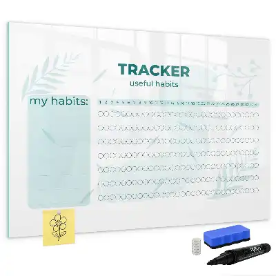 Beschrijfbaar glazen magneetbord met design voor maandplanning