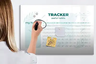 Beschrijfbaar glazen magneetbord met design voor maandplanning