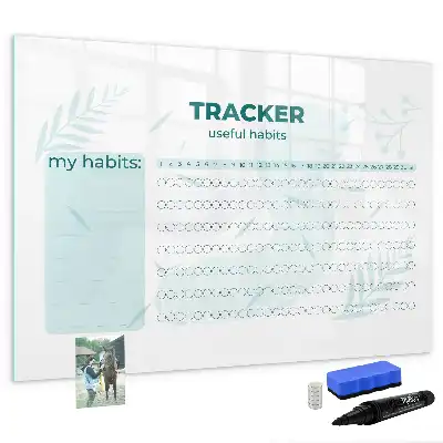 Beschrijfbaar glazen magneetbord met design voor maandplanning
