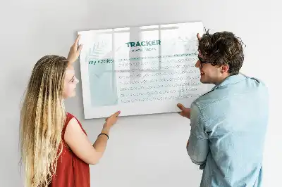 Beschrijfbaar glazen magneetbord met design voor maandplanning