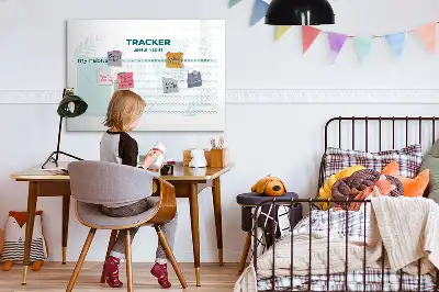 Beschrijfbaar glazen magneetbord met design voor maandplanning