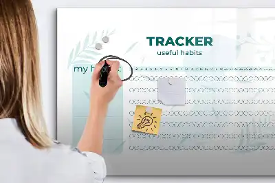 Beschrijfbaar glazen magneetbord met design voor maandplanning