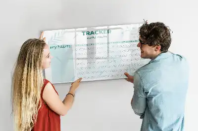 Beschrijfbaar glazen magneetbord met design voor maandplanning