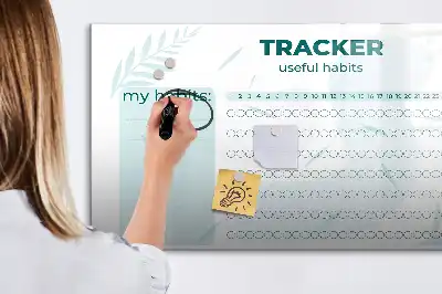 Beschrijfbaar glazen magneetbord met design voor maandplanning