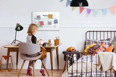 Beschrijfbaar glazen magneetbord met design voor maandplanning