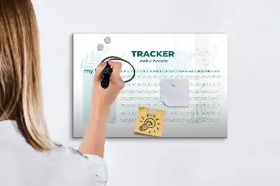 Beschrijfbaar glazen magneetbord met design voor maandplanning