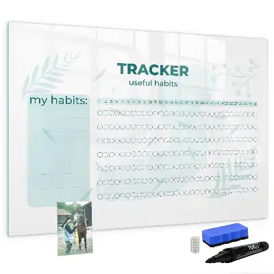 Beschrijfbaar glazen magneetbord met design voor maandplanning