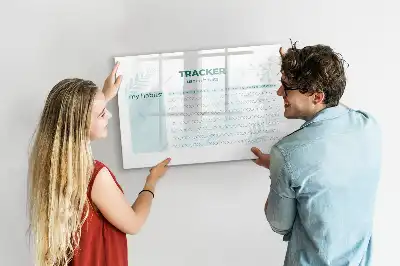 Beschrijfbaar glazen magneetbord met design voor maandplanning