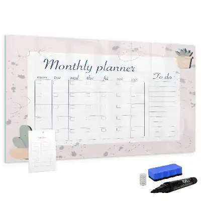 Beschrijfbaar glazen magneetbord met design maandplanner