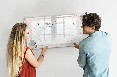 Beschrijfbaar glazen magneetbord met design maandplanner