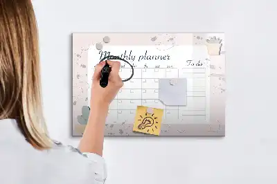 Beschrijfbaar glazen magneetbord met design maandplanner