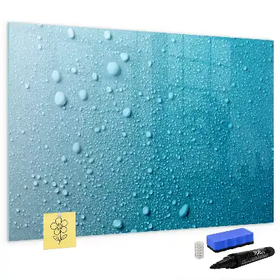 Magnetisch glazen schrijfbord voor notities en foto's met print van waterdruppels
