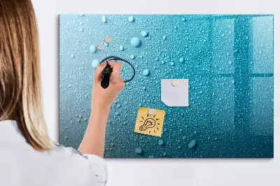 Magnetisch glazen schrijfbord voor notities en foto's met print van waterdruppels