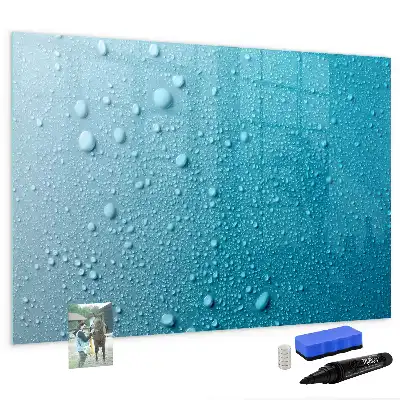 Magnetisch glazen schrijfbord voor notities en foto's met print van waterdruppels