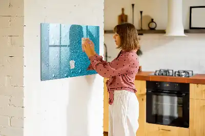 Magnetisch glazen schrijfbord voor notities en foto's met print van waterdruppels