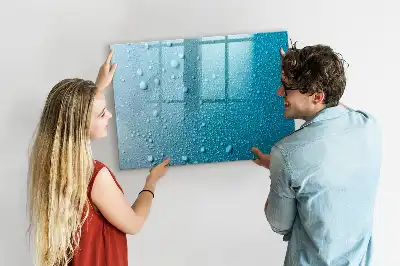 Magnetisch glazen schrijfbord voor notities en foto's met print van waterdruppels