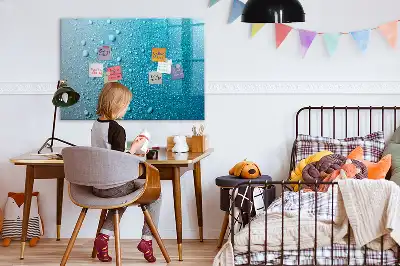 Magnetisch glazen schrijfbord voor notities en foto's met print van waterdruppels