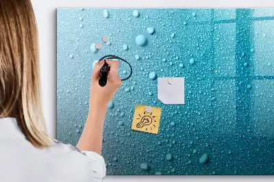 Magnetisch glazen schrijfbord voor notities en foto's met print van waterdruppels