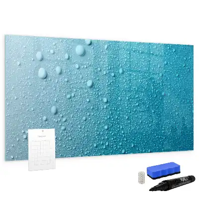 Magnetisch glazen schrijfbord voor notities en foto's met print van waterdruppels