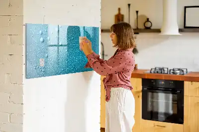Magnetisch glazen schrijfbord voor notities en foto's met print van waterdruppels