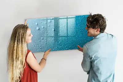 Magnetisch glazen schrijfbord voor notities en foto's met print van waterdruppels