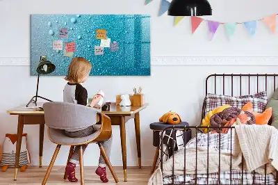 Magnetisch glazen schrijfbord voor notities en foto's met print van waterdruppels