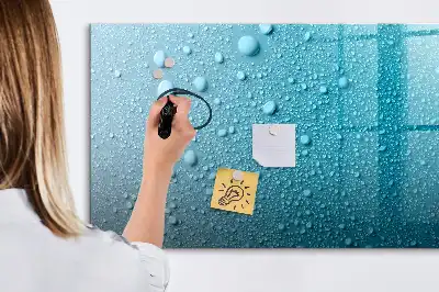 Magnetisch glazen schrijfbord voor notities en foto's met print van waterdruppels
