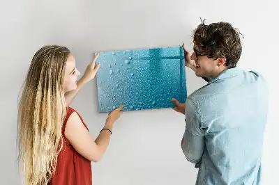 Magnetisch glazen schrijfbord voor notities en foto's met print van waterdruppels