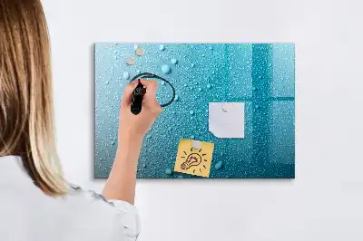 Magnetisch glazen schrijfbord voor notities en foto's met print van waterdruppels