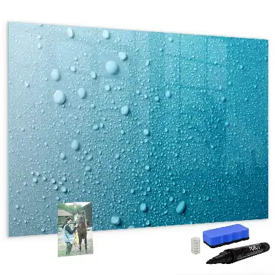 Magnetisch glazen schrijfbord voor notities en foto's met print van waterdruppels