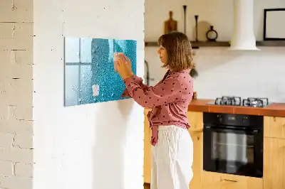 Magnetisch glazen schrijfbord voor notities en foto's met print van waterdruppels