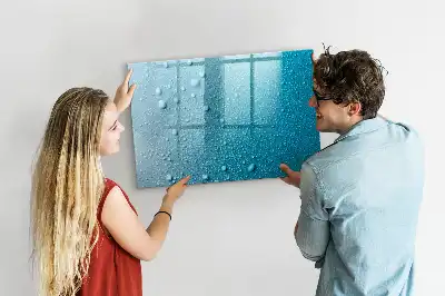 Magnetisch glazen schrijfbord voor notities en foto's met print van waterdruppels