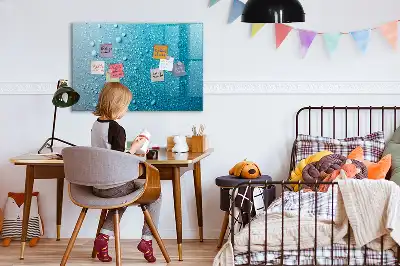 Magnetisch glazen schrijfbord voor notities en foto's met print van waterdruppels