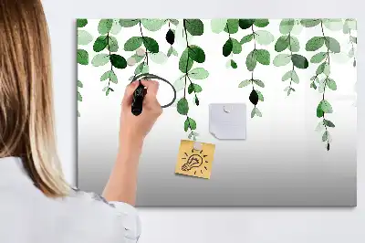 Beschrijfbaar glazen magneetbord met plantbladeren design