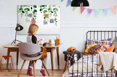 Beschrijfbaar glazen magneetbord met plantbladeren design