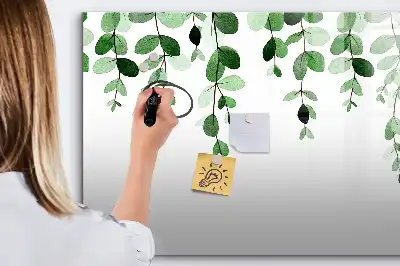 Beschrijfbaar glazen magneetbord met plantbladeren design