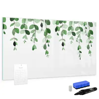 Beschrijfbaar glazen magneetbord met plantbladeren design