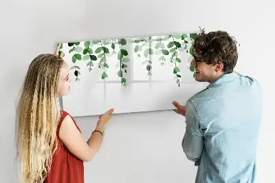 Beschrijfbaar glazen magneetbord met plantbladeren design