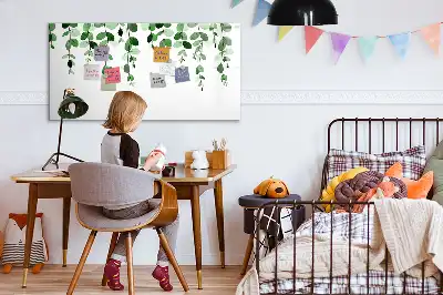 Beschrijfbaar glazen magneetbord met plantbladeren design