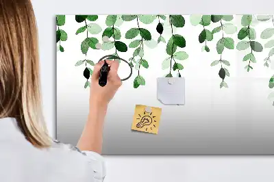 Beschrijfbaar glazen magneetbord met plantbladeren design