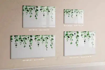 Beschrijfbaar glazen magneetbord met plantbladeren design