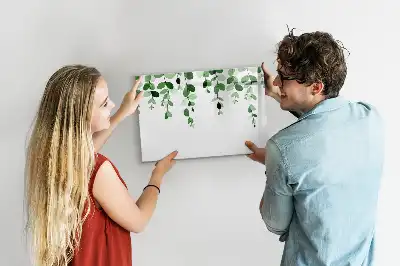 Beschrijfbaar glazen magneetbord met plantbladeren design